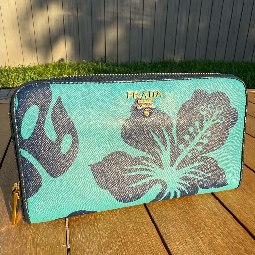 Prada Floral Long Zip Wallet